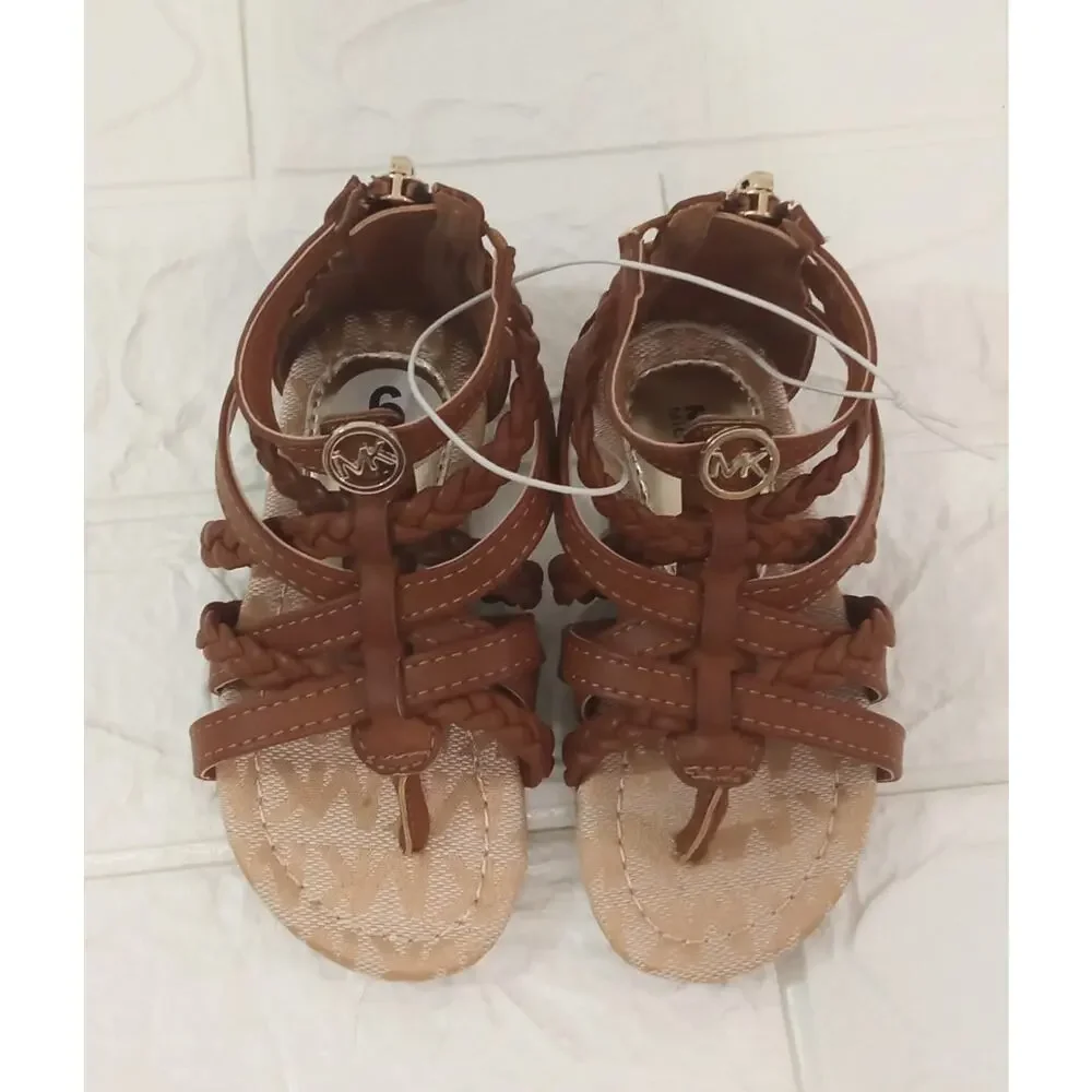 Michael Kors Toddler Girl Sandals Gladiator MK Brown Cognac Size 6